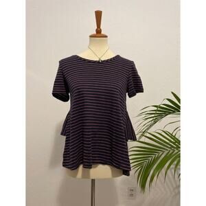 Anthropologie Striped Knit Short Sleeve Top XS